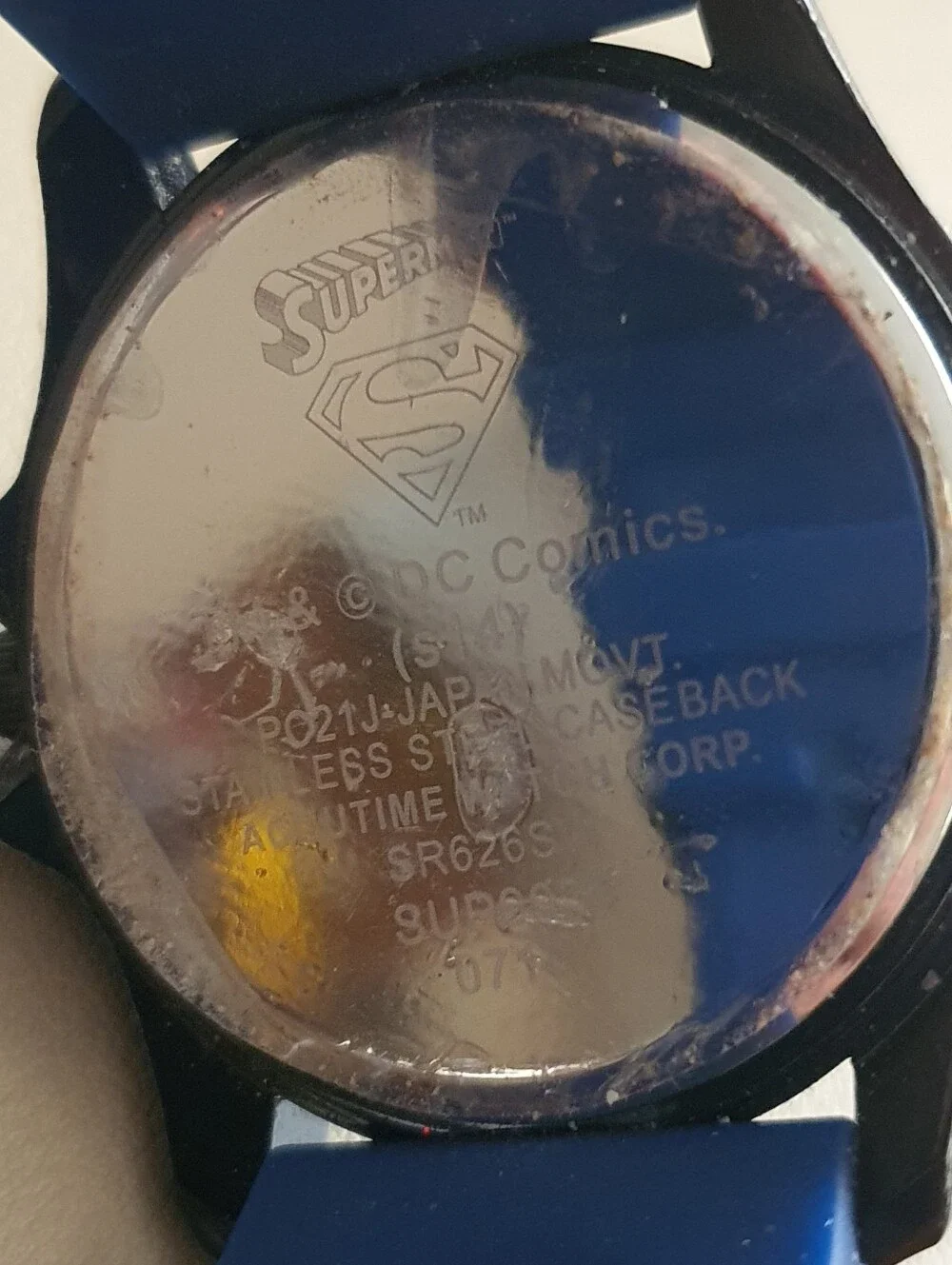 Superman Black/Blue Silicone Logo Men's Watch